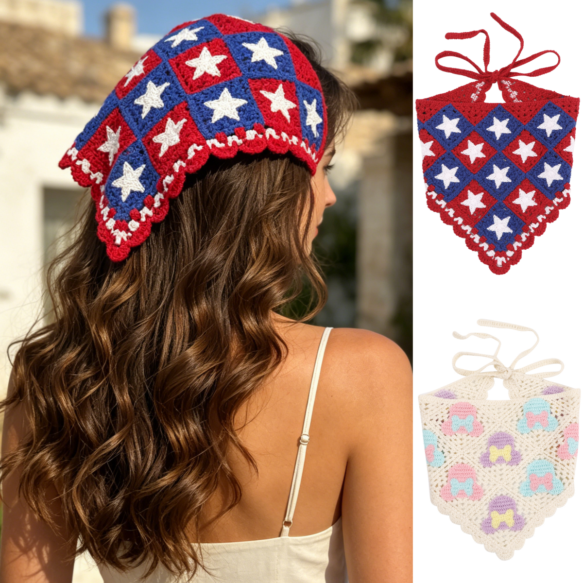 Headband Summer Knit - 1pc Spring Summer Knitted Triangle Headband