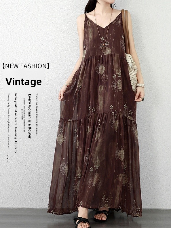 Linen Dress Wrap - Bohemian Print Linen Wrap Dress Women