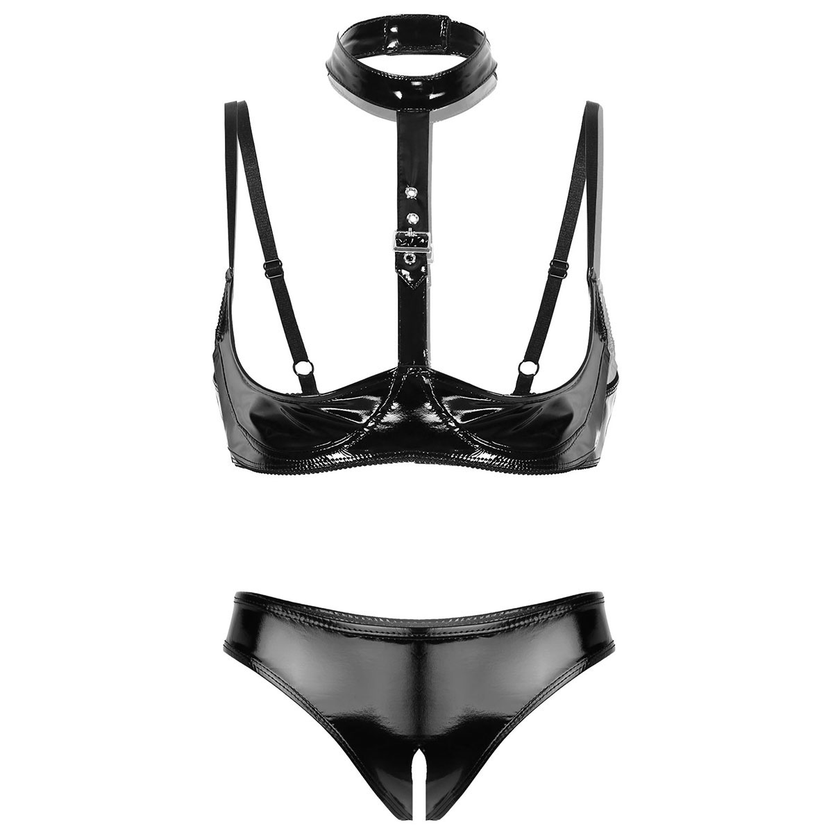 Womens Patent Leather Lingerie - Bralette Triangle Set recensione e prezzo