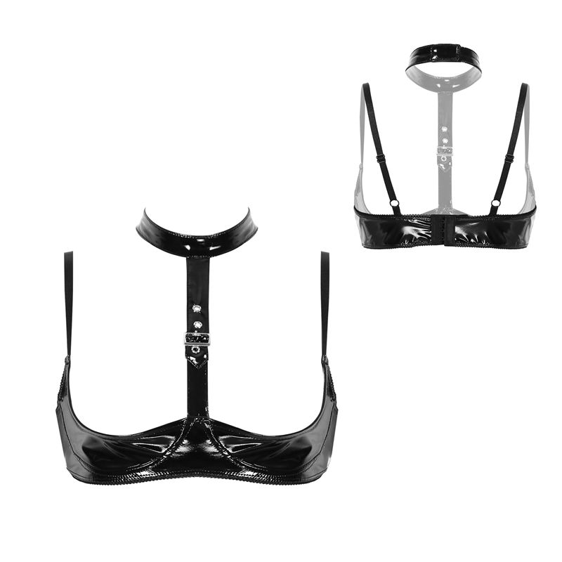 Womens Patent Leather Lingerie - Bralette Triangle Set recensione e prezzo