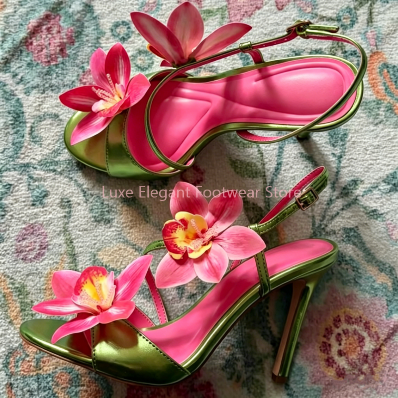 Red Flower Decor Back Strap Ho - Sandal Strappy Heeled recensione e prezzo