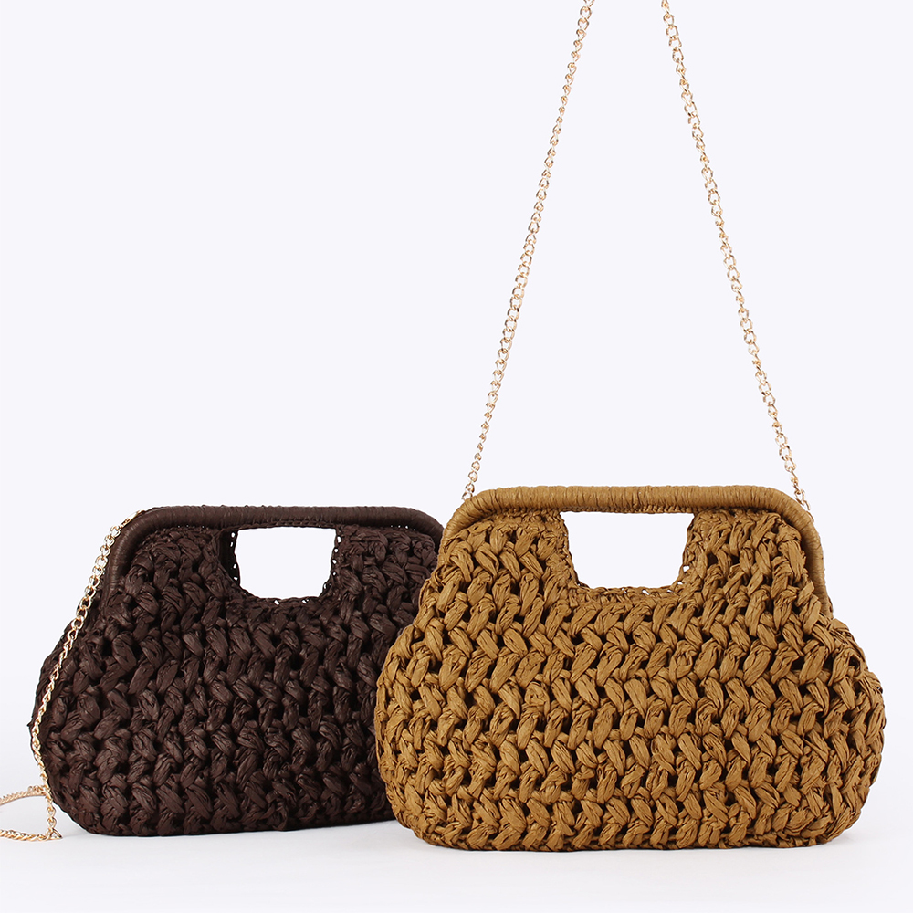 Elegant Ladies Chain Hand Knit - Crochet Bag Raffia recensione e prezzo