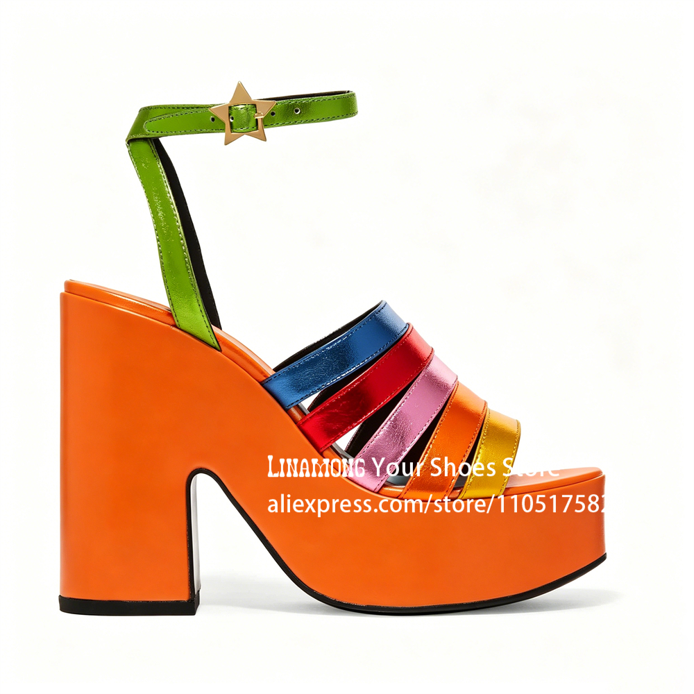 Multicolor Strappy Chunky Heel - Sandal Strappy Heeled recensione e prezzo