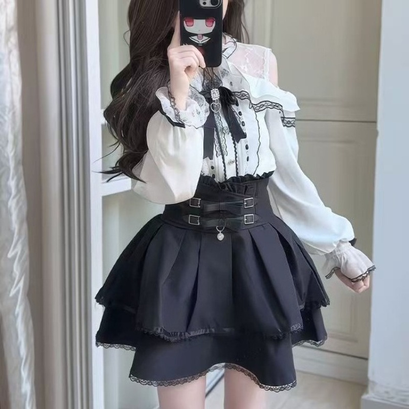 Japanese Gothic Y2k Lolita Sty - Blouse Off Shoulder recensione e prezzo