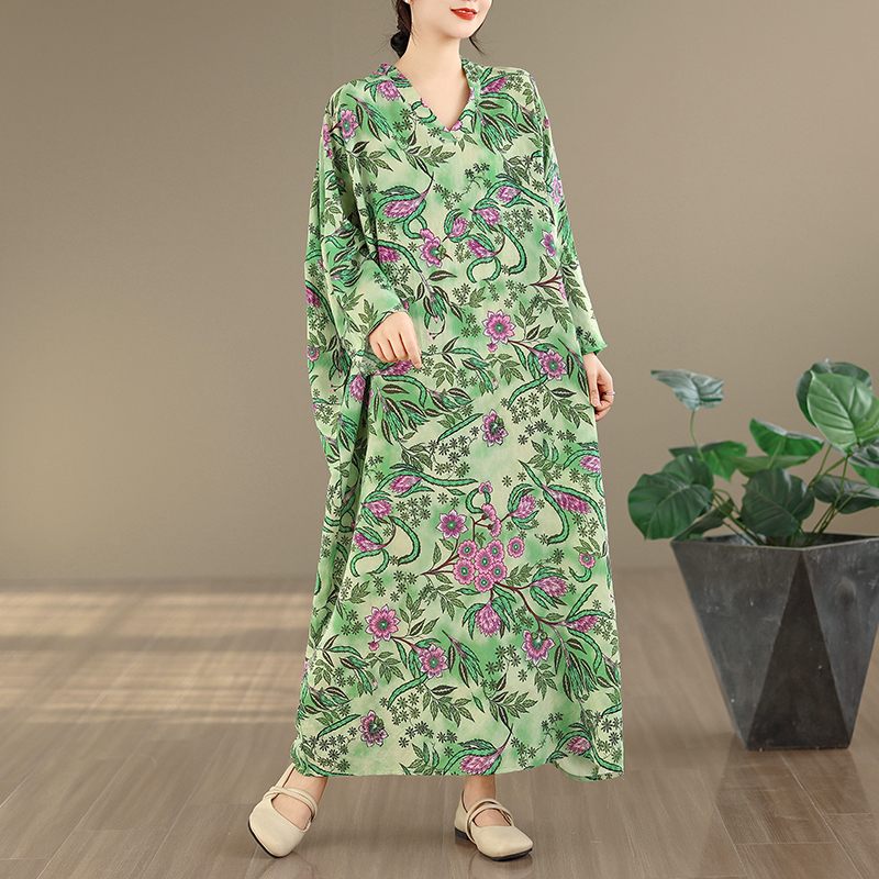 Large Size Floral Print Vacati - Linen Dress Wrap recensione e prezzo