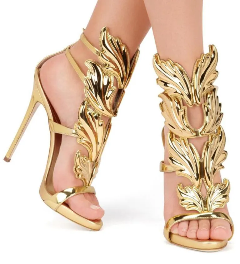 Golden Metal Wings Leaf Strapp - Sandal Strappy Heeled recensione e prezzo