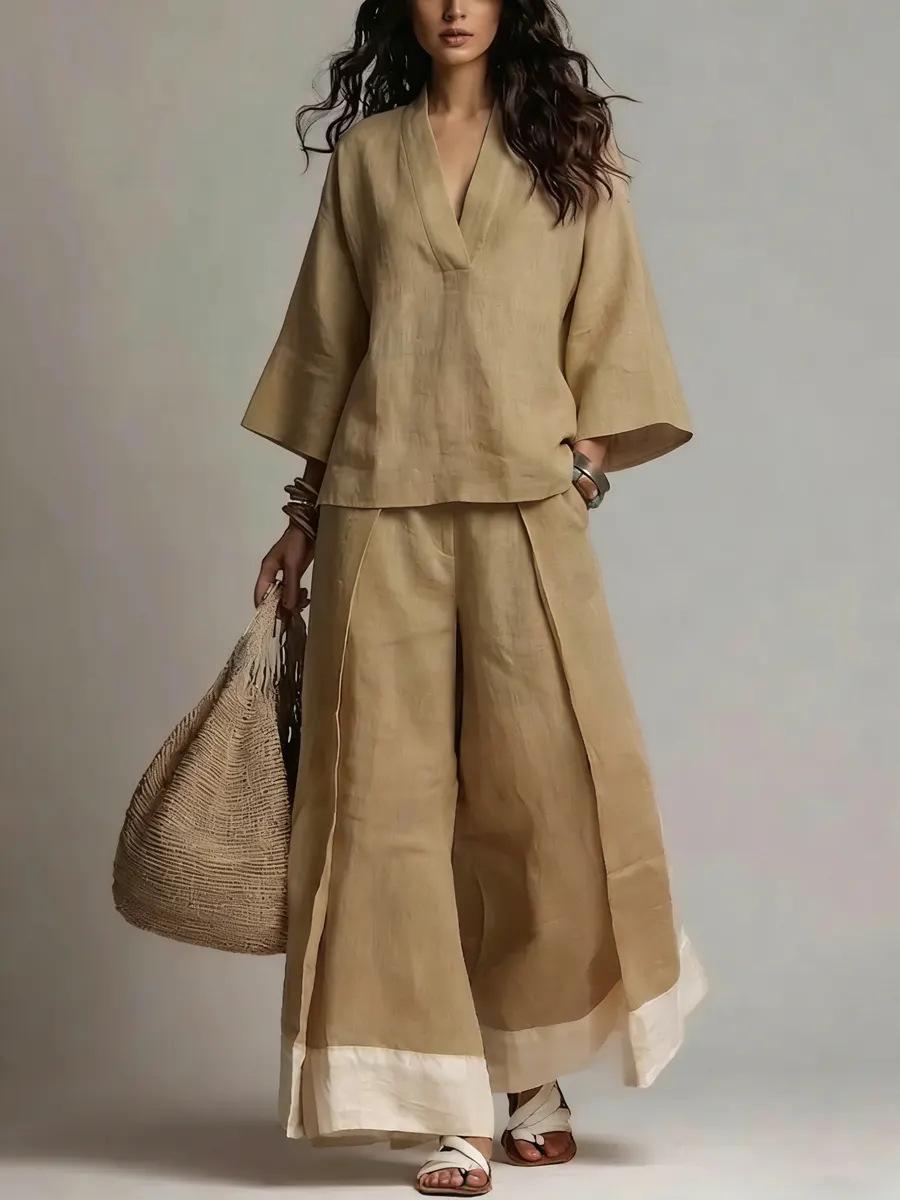 Summer Women V-neck Cotton Lin - Linen Pant Wide recensione e prezzo