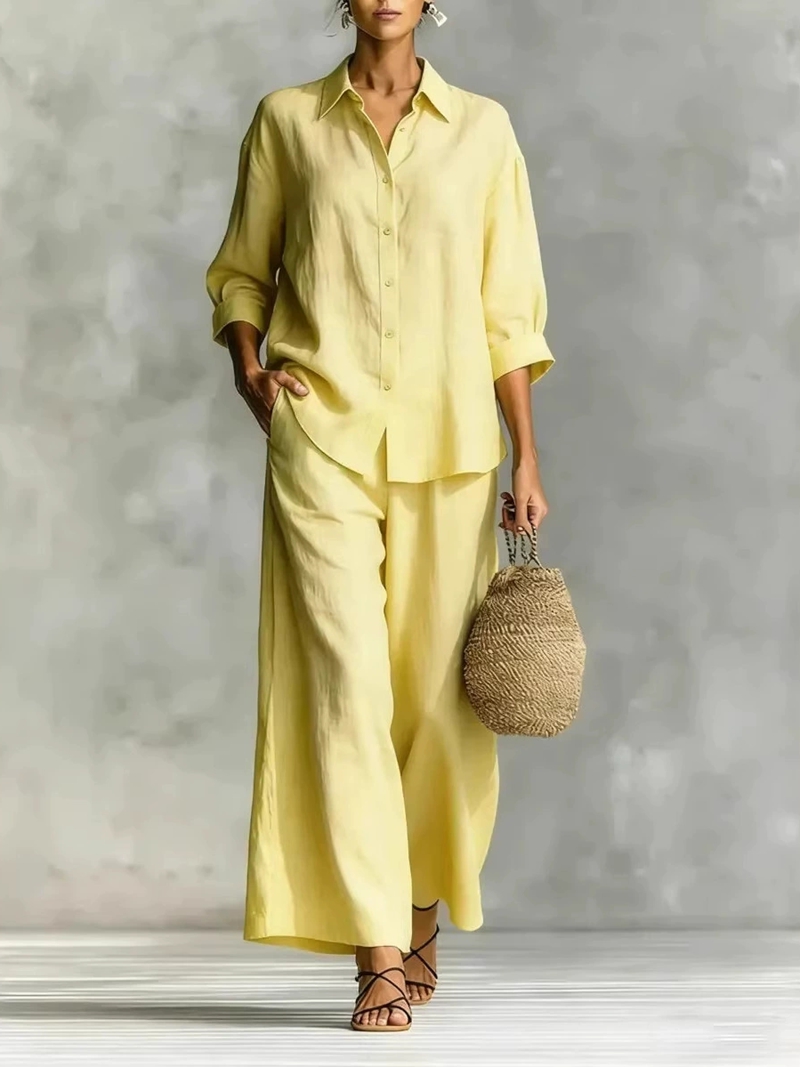 Women's New 7-Sleeve Shirt & W - Linen Pant Wide recensione e prezzo