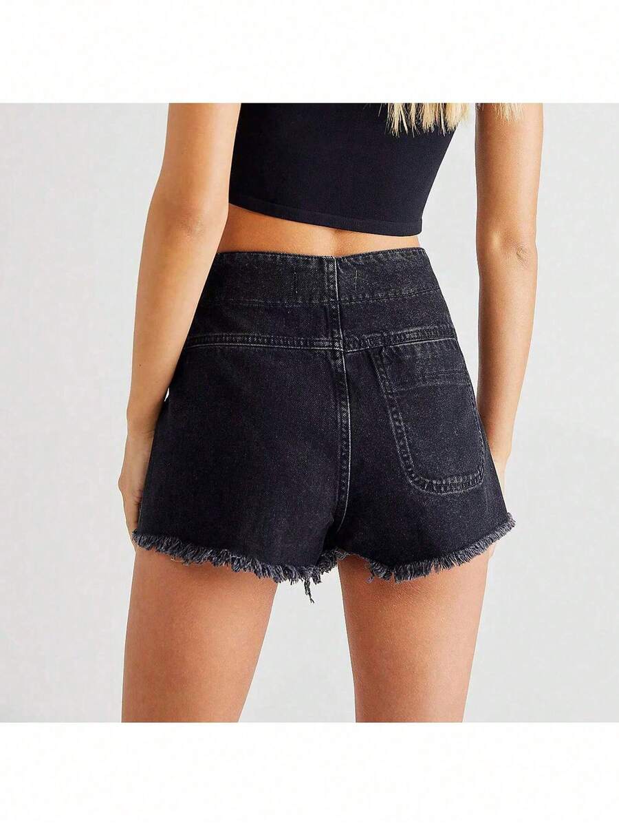 Women Denim Wrap Skort High Wa - Shorts Denim Frayed recensione e prezzo