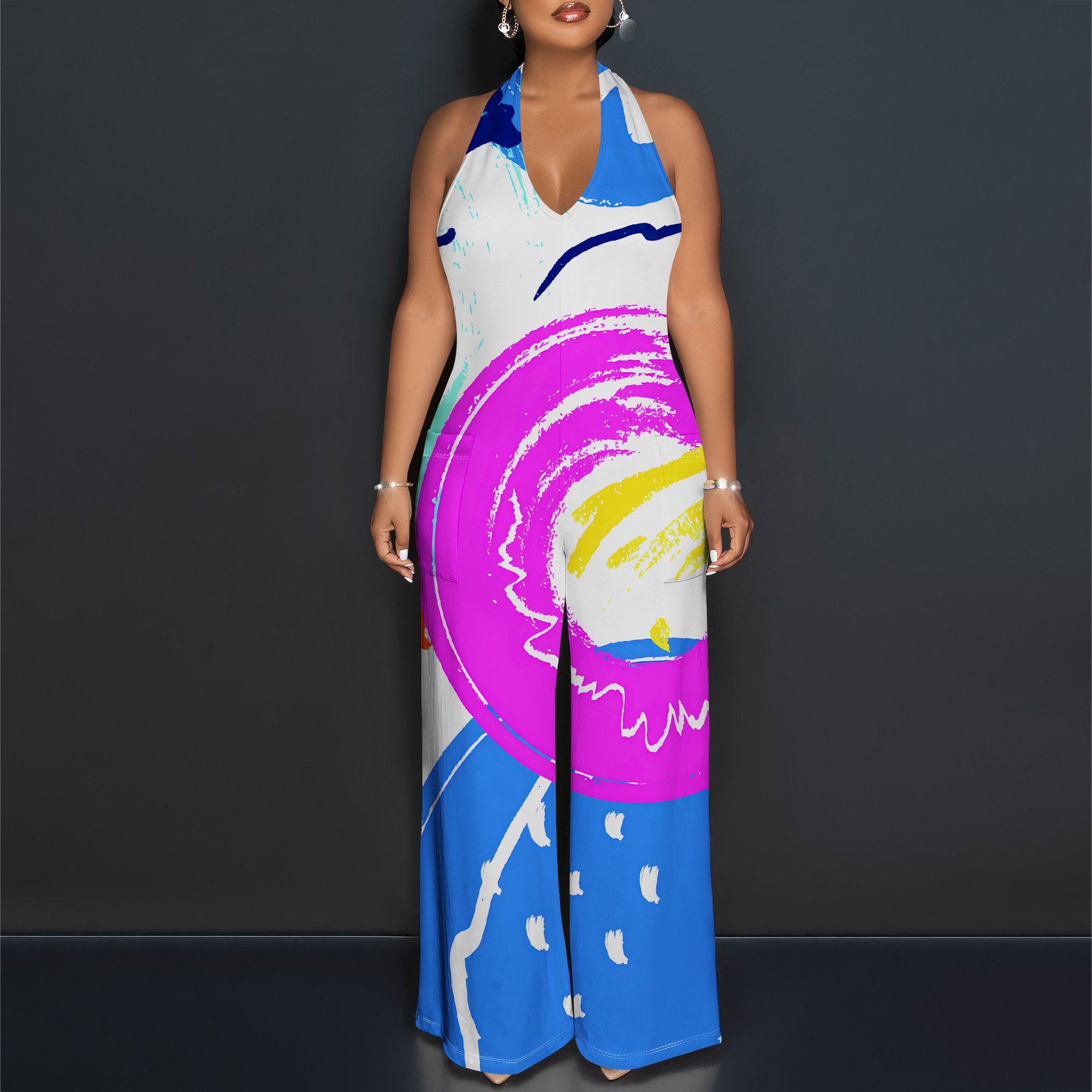 Bold Abstract Brushstroke Halt - Maxi Dress Halter recensione e prezzo