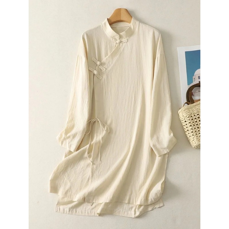 Women's Chinese Style Frog But - Linen Dress Wrap recensione e prezzo