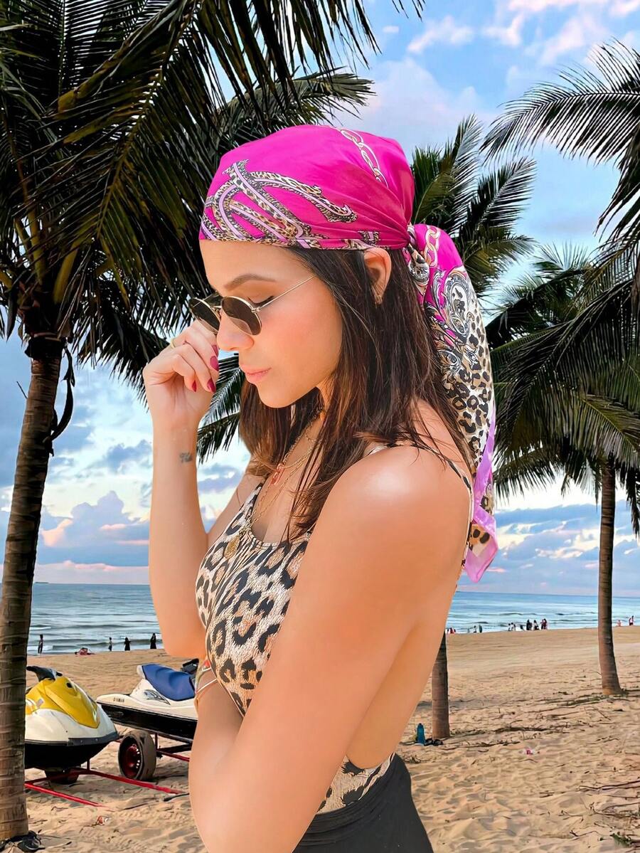 1pc Leopard Print Chain & Flor - Headband Summer Knit recensione e prezzo