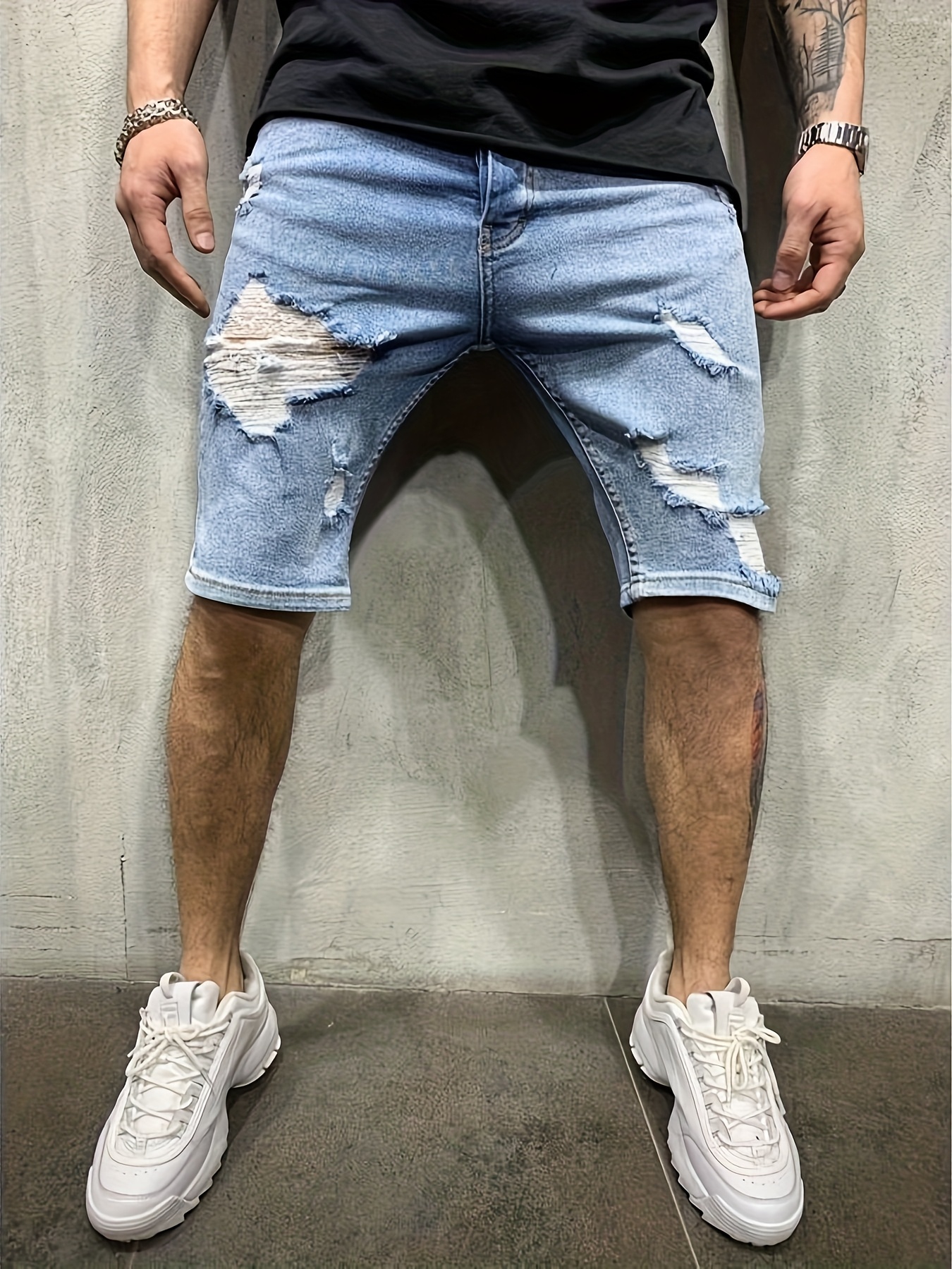 Men's Summer Breathable Ripped - Shorts Denim Frayed recensione e prezzo