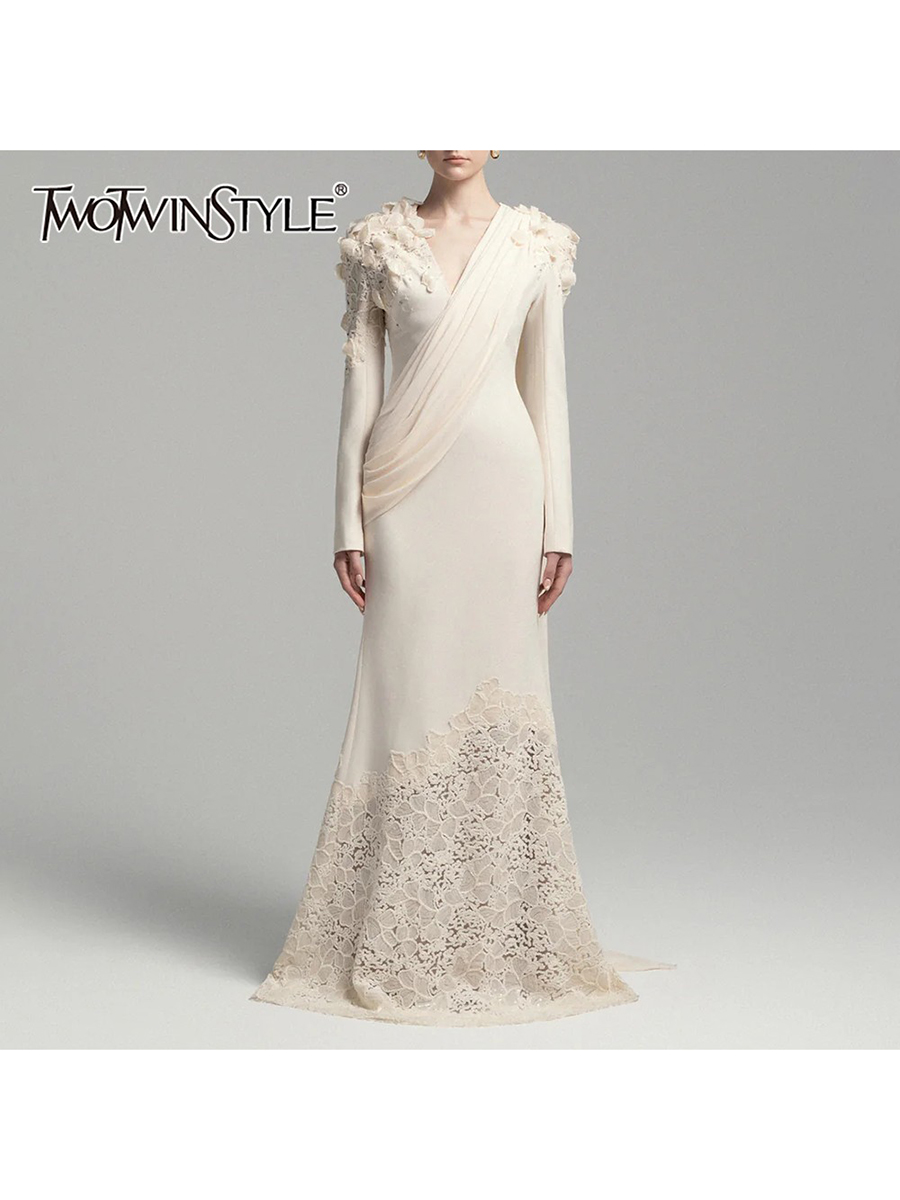 TWOTWINSTYLE Solid Spliced Seq - Linen Dress Wrap recensione e prezzo