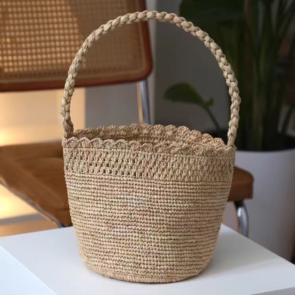 Handmade Crochet Straw Bucket  - Crochet Bag Raffia recensione e prezzo