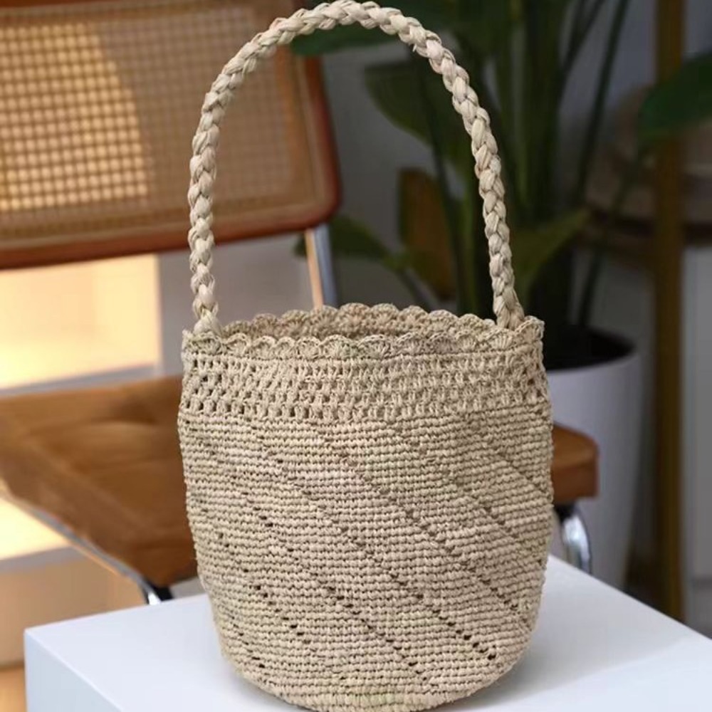 Handmade Crochet Straw Bucket  - Crochet Bag Raffia recensione e prezzo
