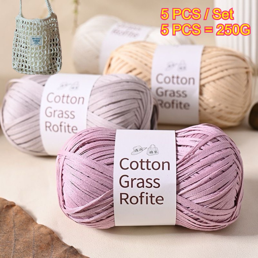 5PCS 250g Raffia Paper Rope Kn - Crochet Bag Raffia recensione e prezzo