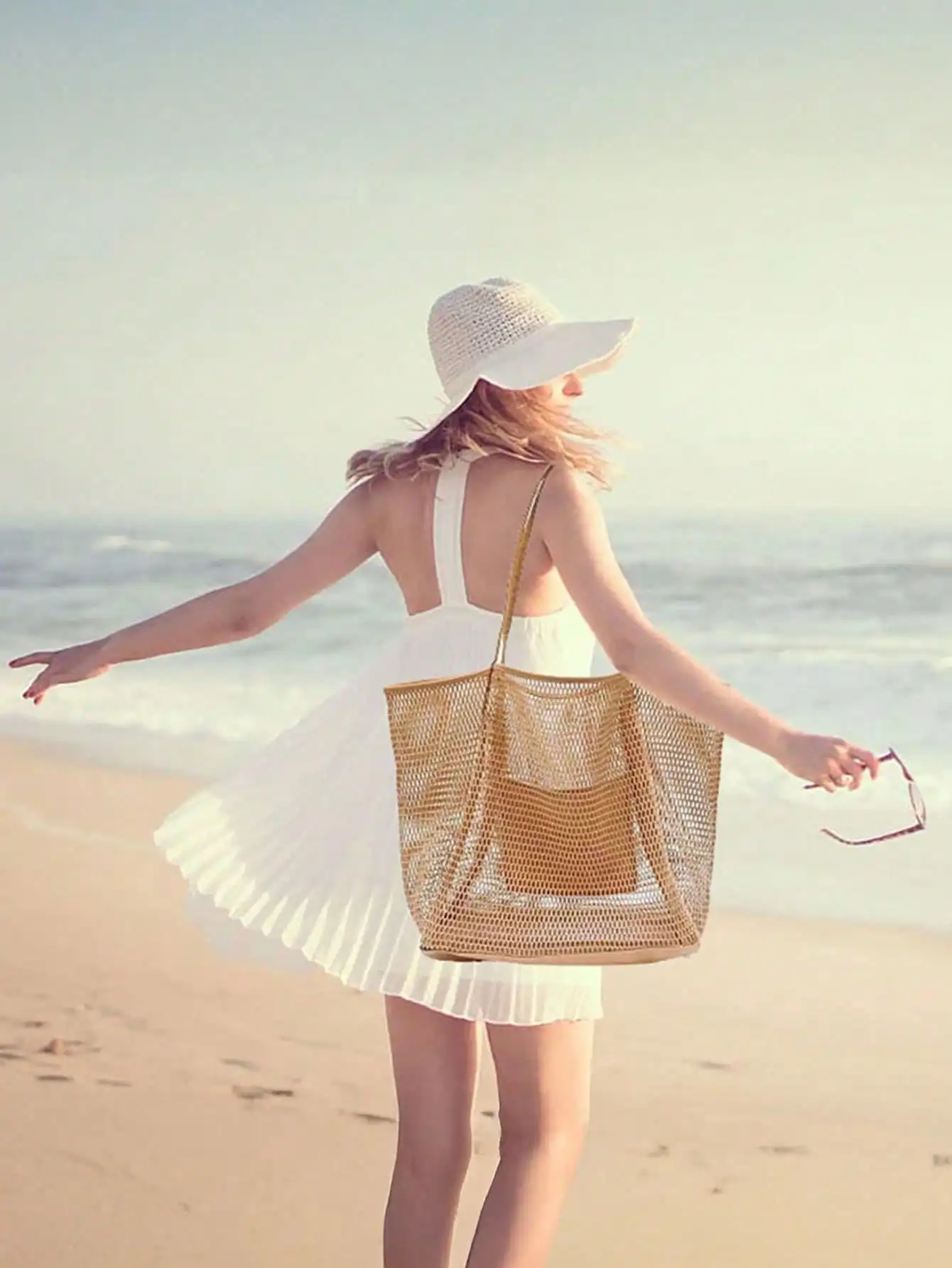 1pc Mesh Beach Tote Bag, Outdo - Tote Bag Beach recensione e prezzo