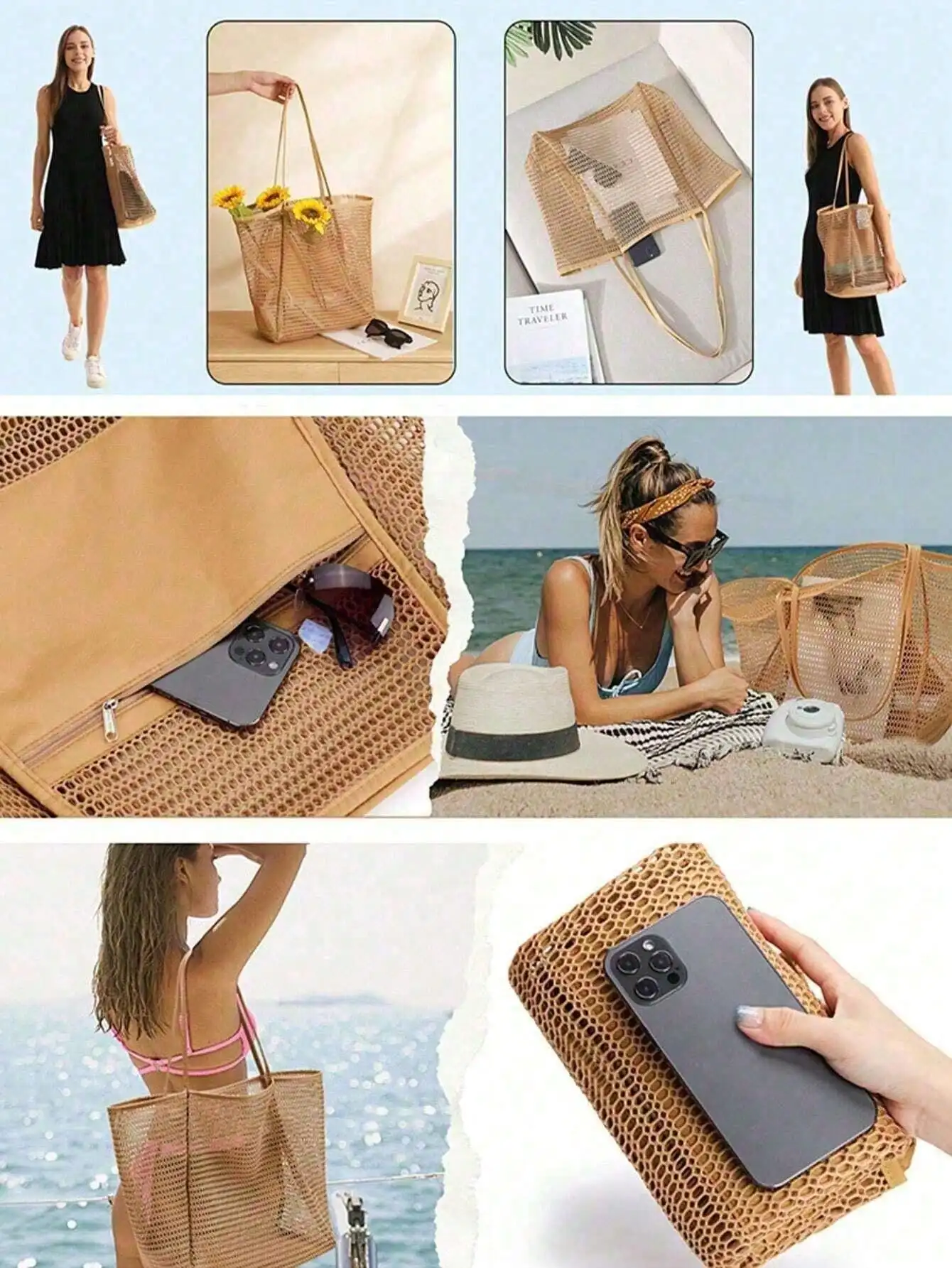 1pc Mesh Beach Tote Bag, Outdo - Tote Bag Beach recensione e prezzo